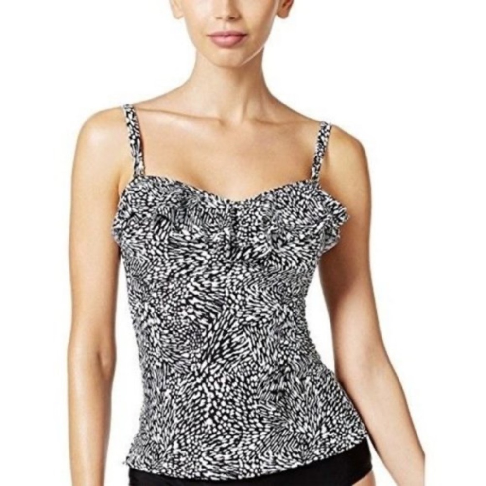 Women's Island Escape Black and White Tankini, NWT, Size 6